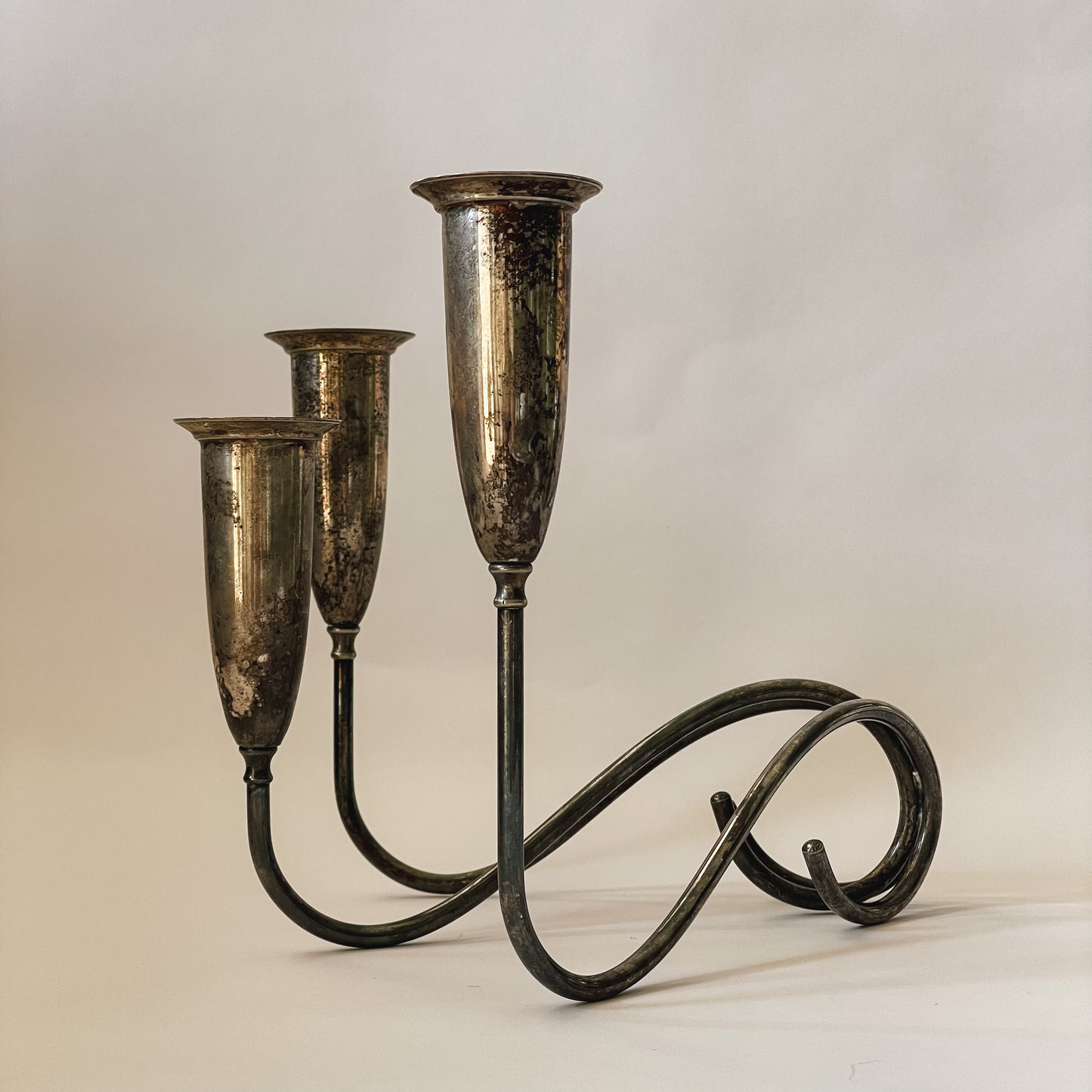 Vintage Danish Silver-Plated Candlestick Holder