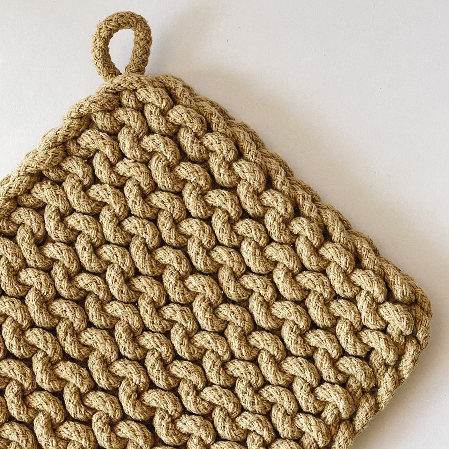 Crochet Hanging Potholder | Mustard