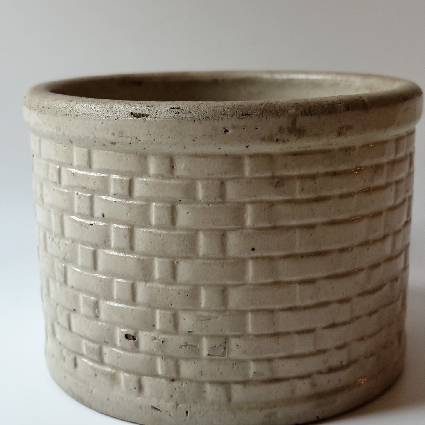 Vintage Basket Weave Crock