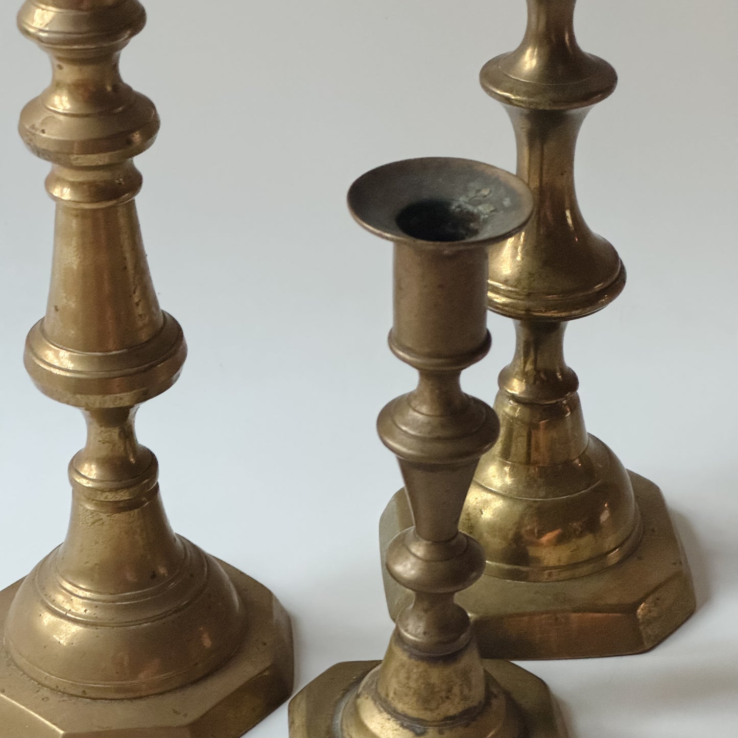 Vintage Brass Candlestick Trio | Set of 3