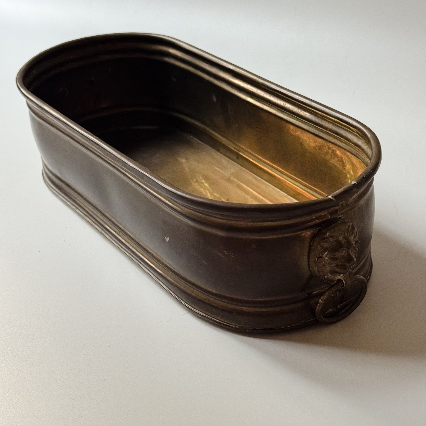 Vintage Copper Lion Planter