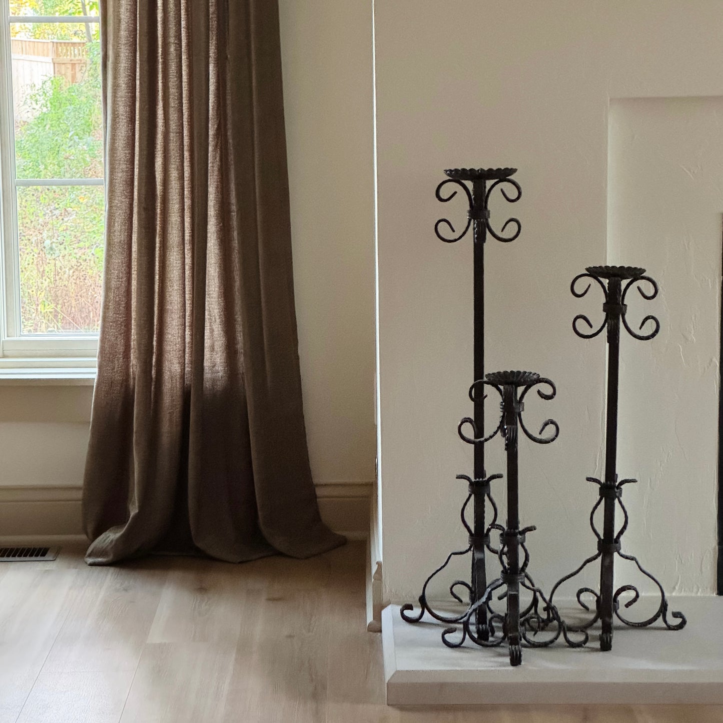 Vintage Wrought Iron Brutatlist-Style Candle Holders | Set of 3