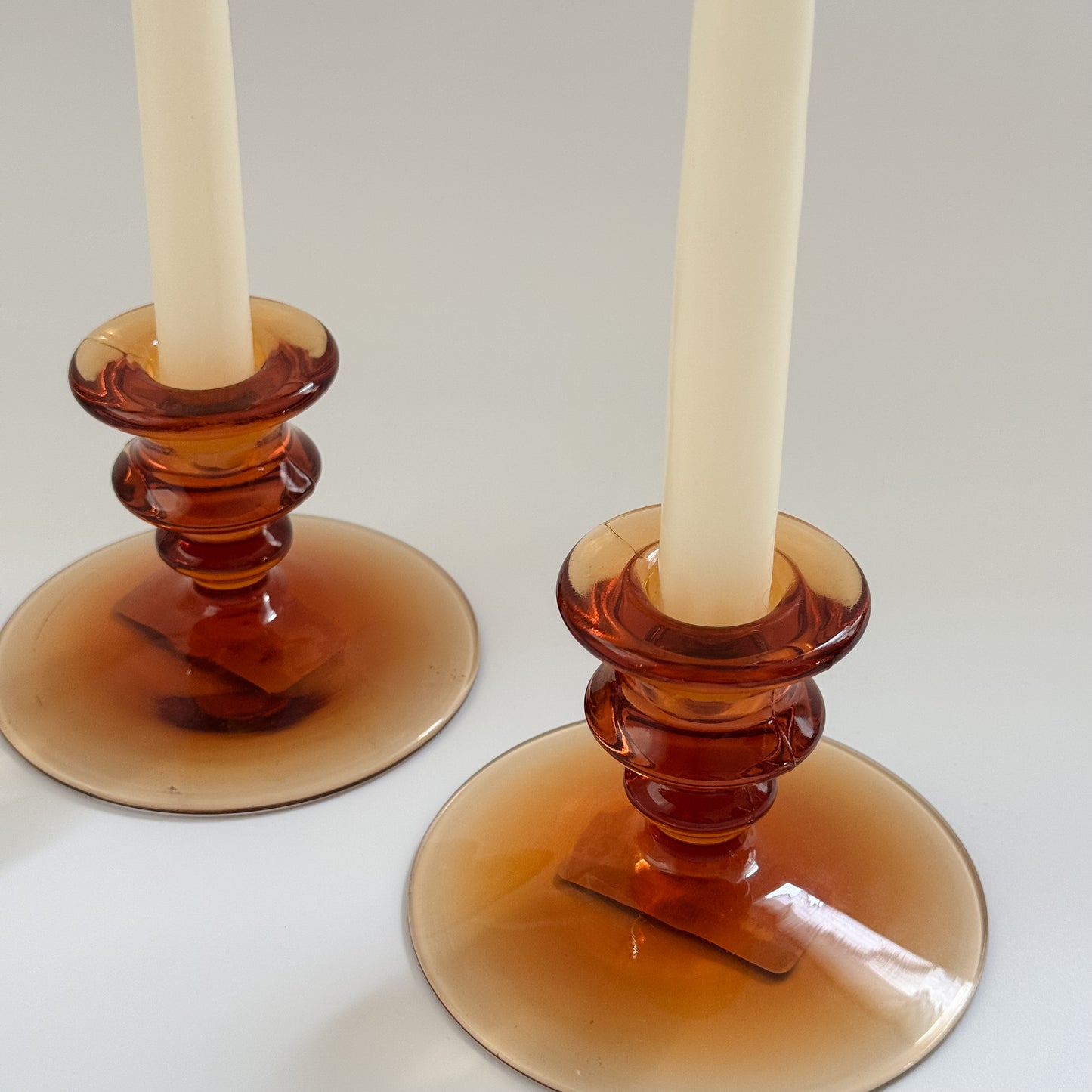 Vintage Solid Amber Glass Candlestick (Sold Individually)