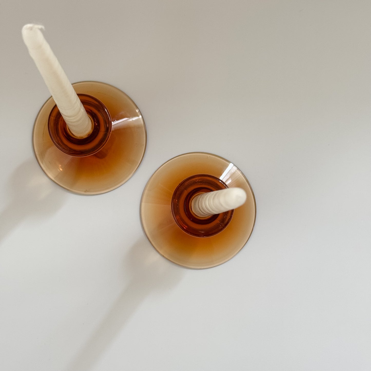 Vintage Solid Amber Glass Candlestick (Sold Individually)
