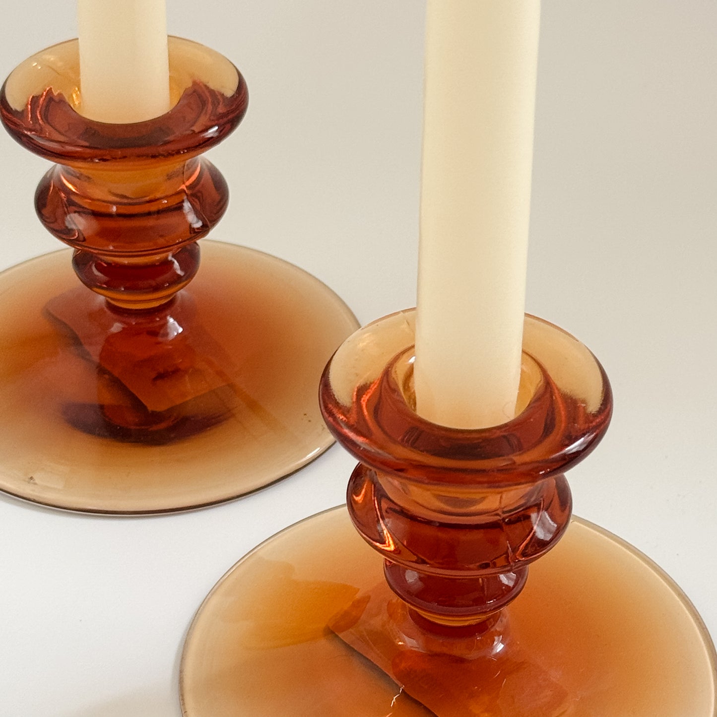 Vintage Solid Amber Glass Candlestick (Sold Individually)