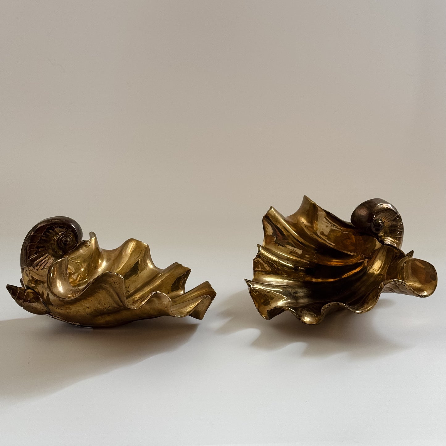 Vintage Solid Mid-Century Brass Scalloped Shell Dish (Sold Individually)