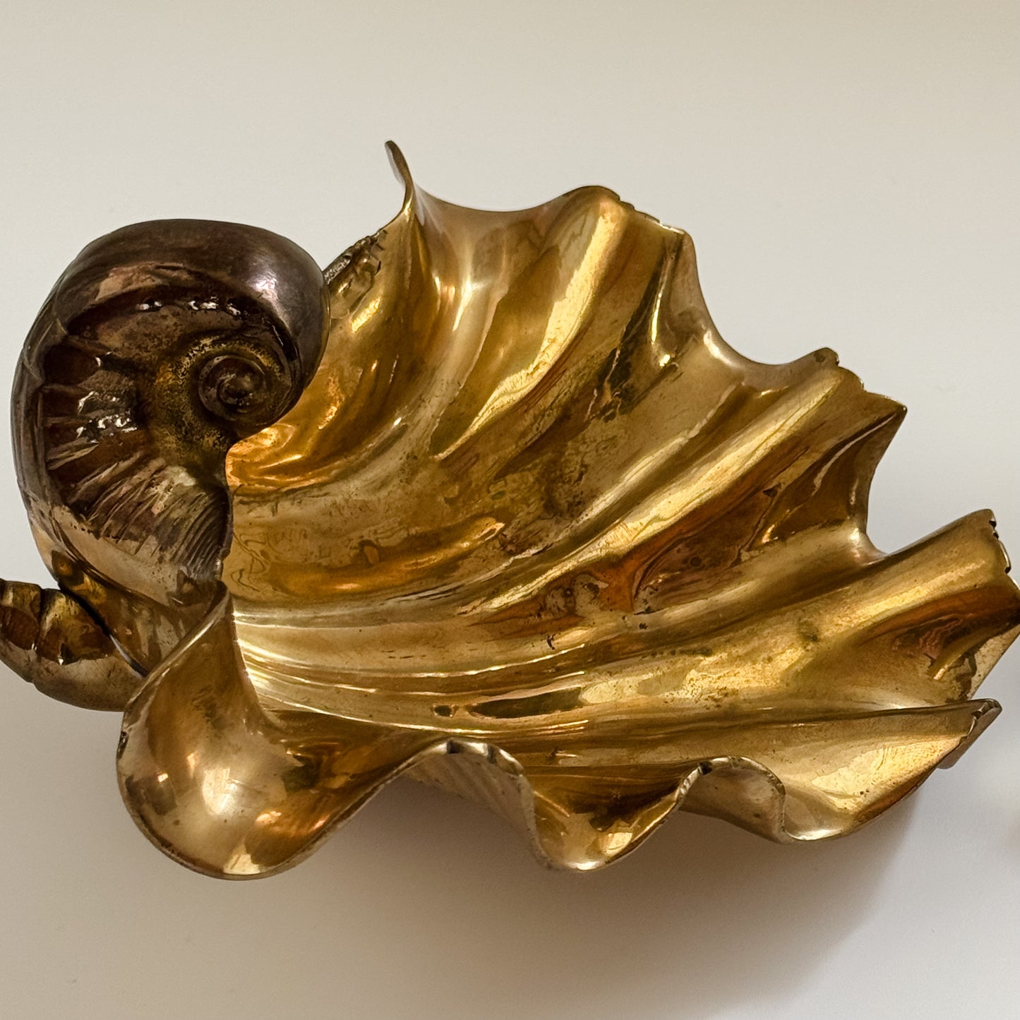 Vintage Solid Mid-Century Brass Scalloped Shell Dish (Sold Individually)