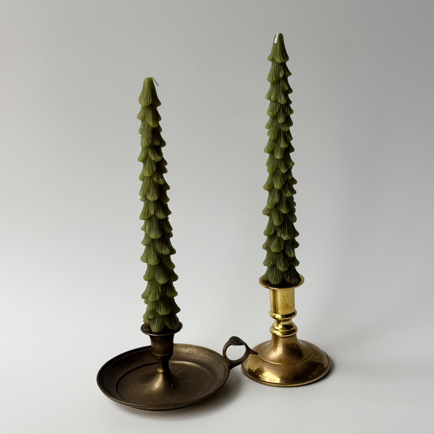 Nordic Pine Taper Candles | Olive | Set of 2