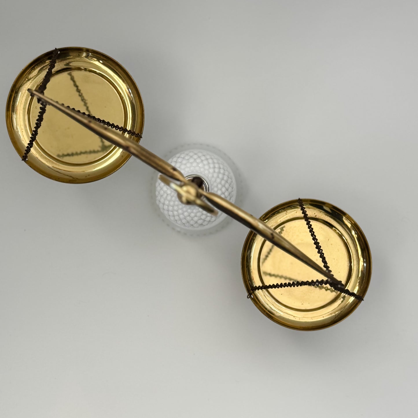 Vintage Mid-Century Milk Glass Hobnail Scales of Justice