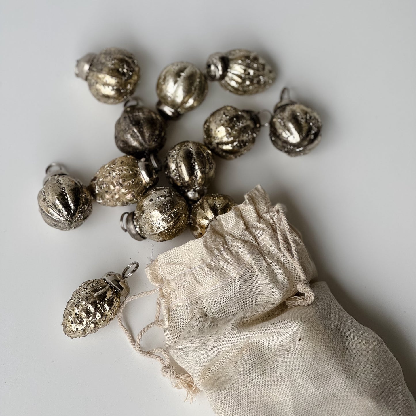 Mercury Glass Ornament Bowl Filler | Antiqued Silver