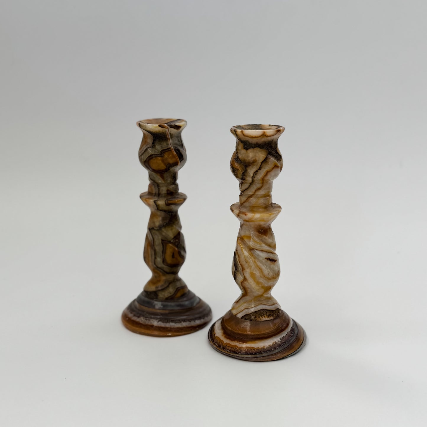 Vintage Onyx Candlesticks | Set of 2