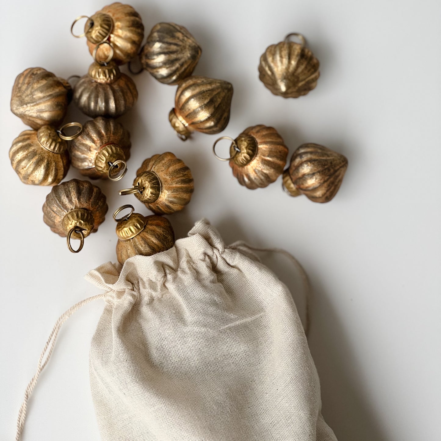 Mercury Glass Ornament Bowl Filler | Brushed Gold
