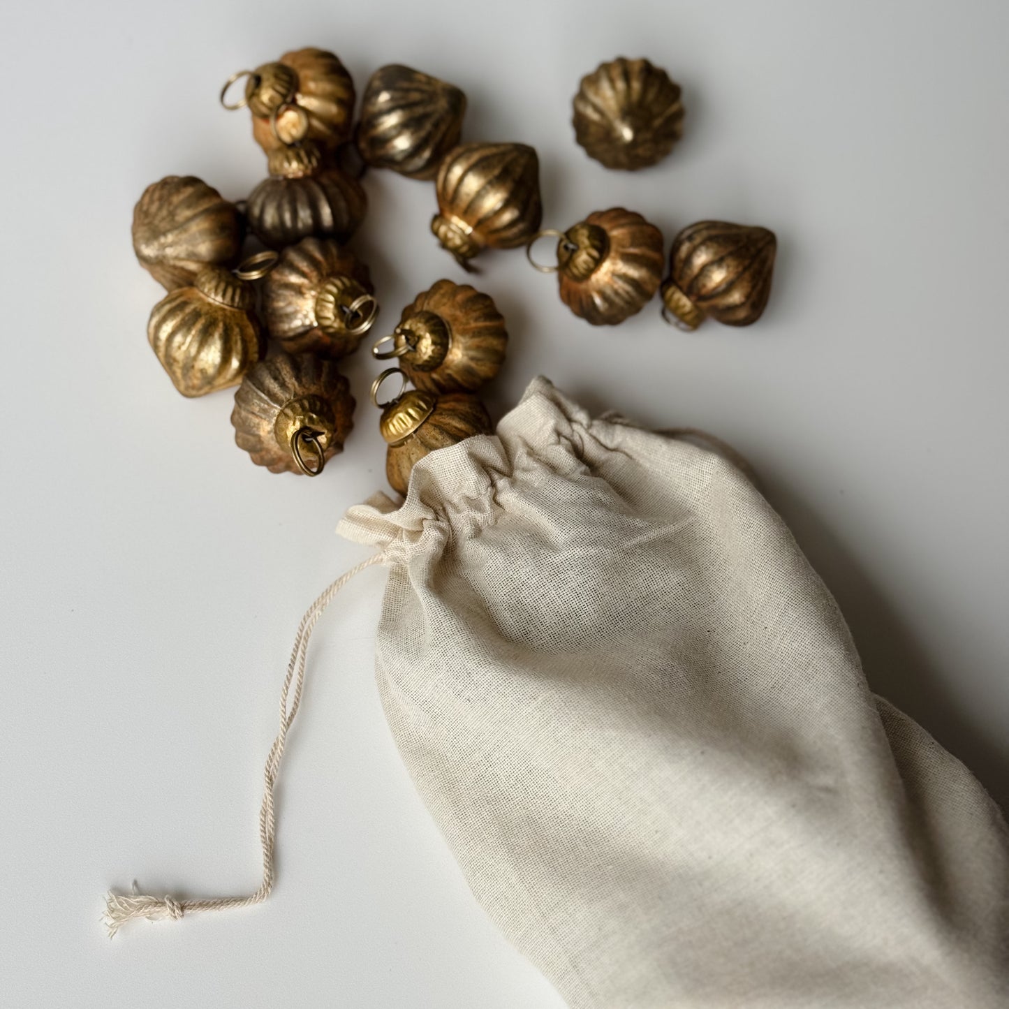 Mercury Glass Ornament Bowl Filler | Brushed Gold
