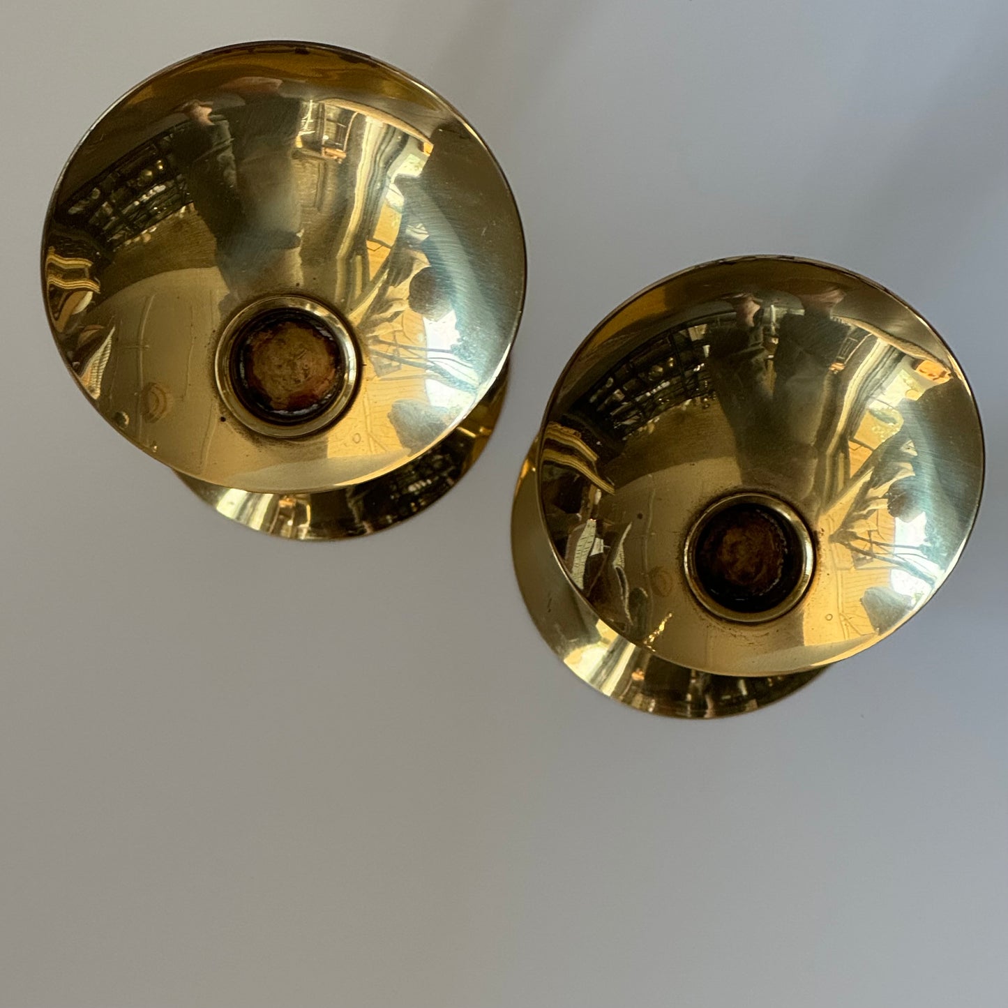 Vintage Modern Danish Brass Candlesticks | Set of 2