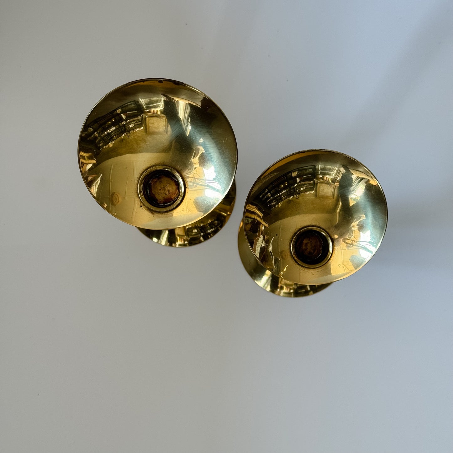Vintage Modern Danish Brass Candlesticks | Set of 2