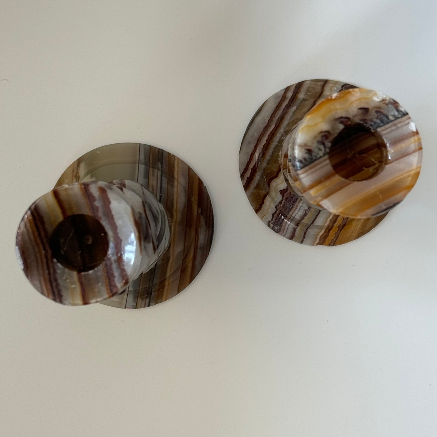 Vintage Carved Onyx Candlesticks | Set of 2