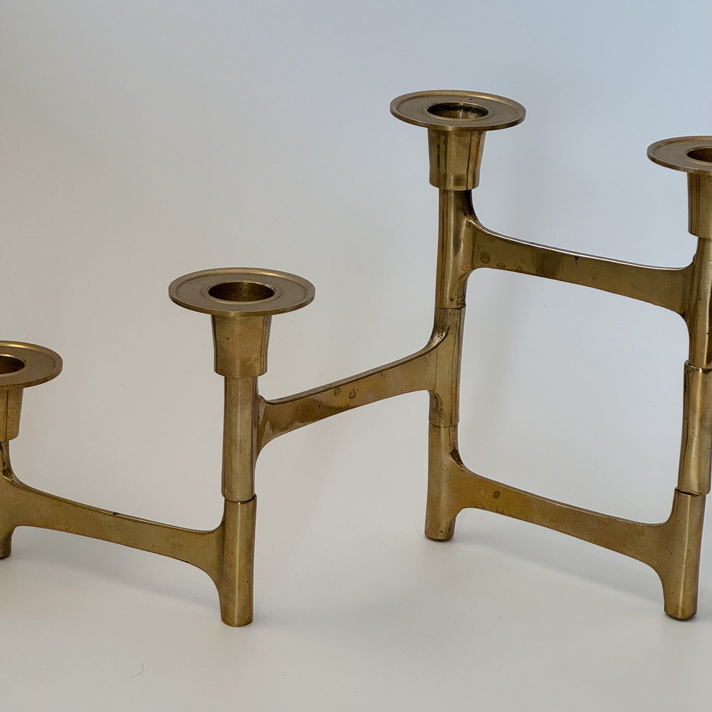 Vintage Mid-Century Articulated Folding Brass Candle Holder