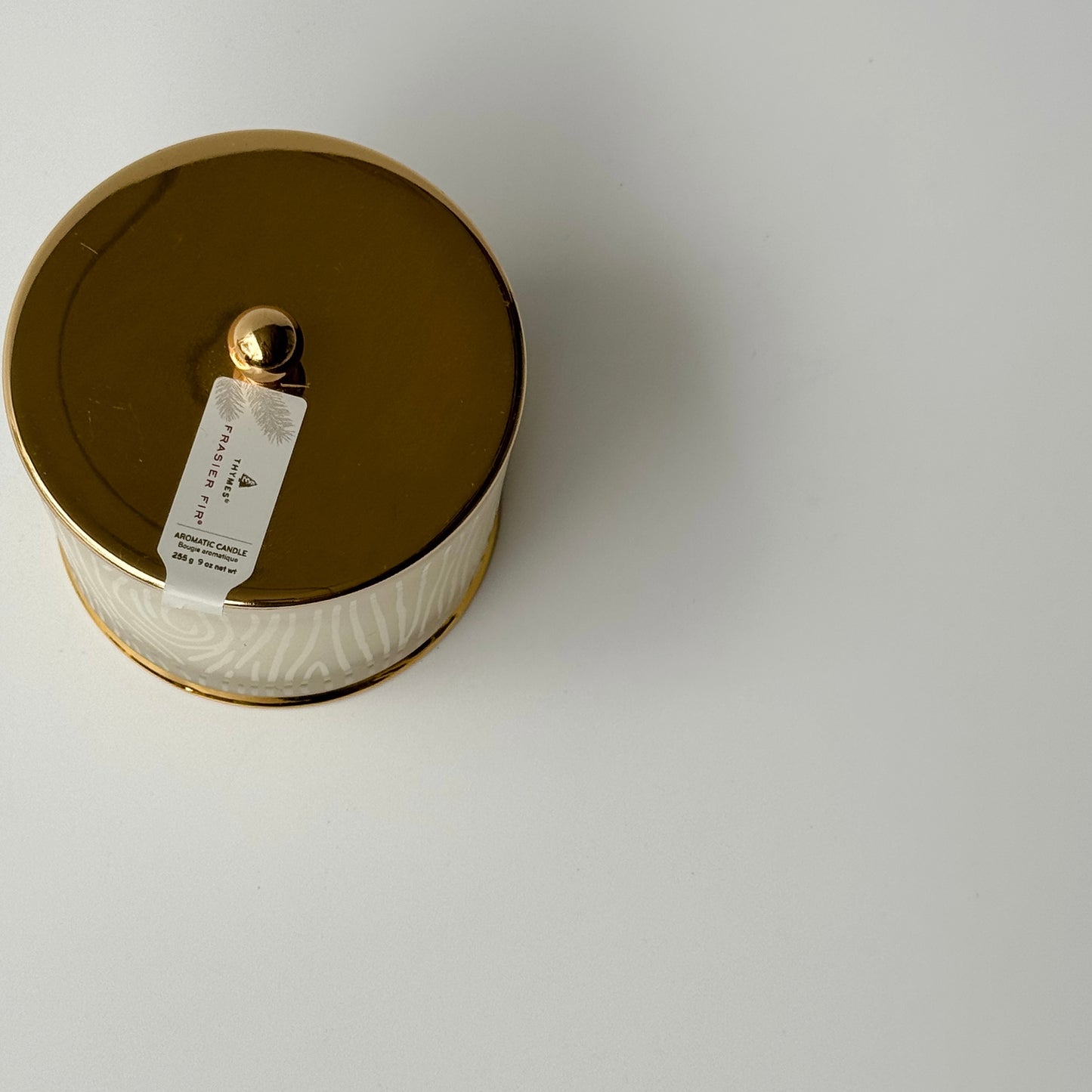 Thymes Frasier Fir Luminary Candle | Frosted Wood Grain
