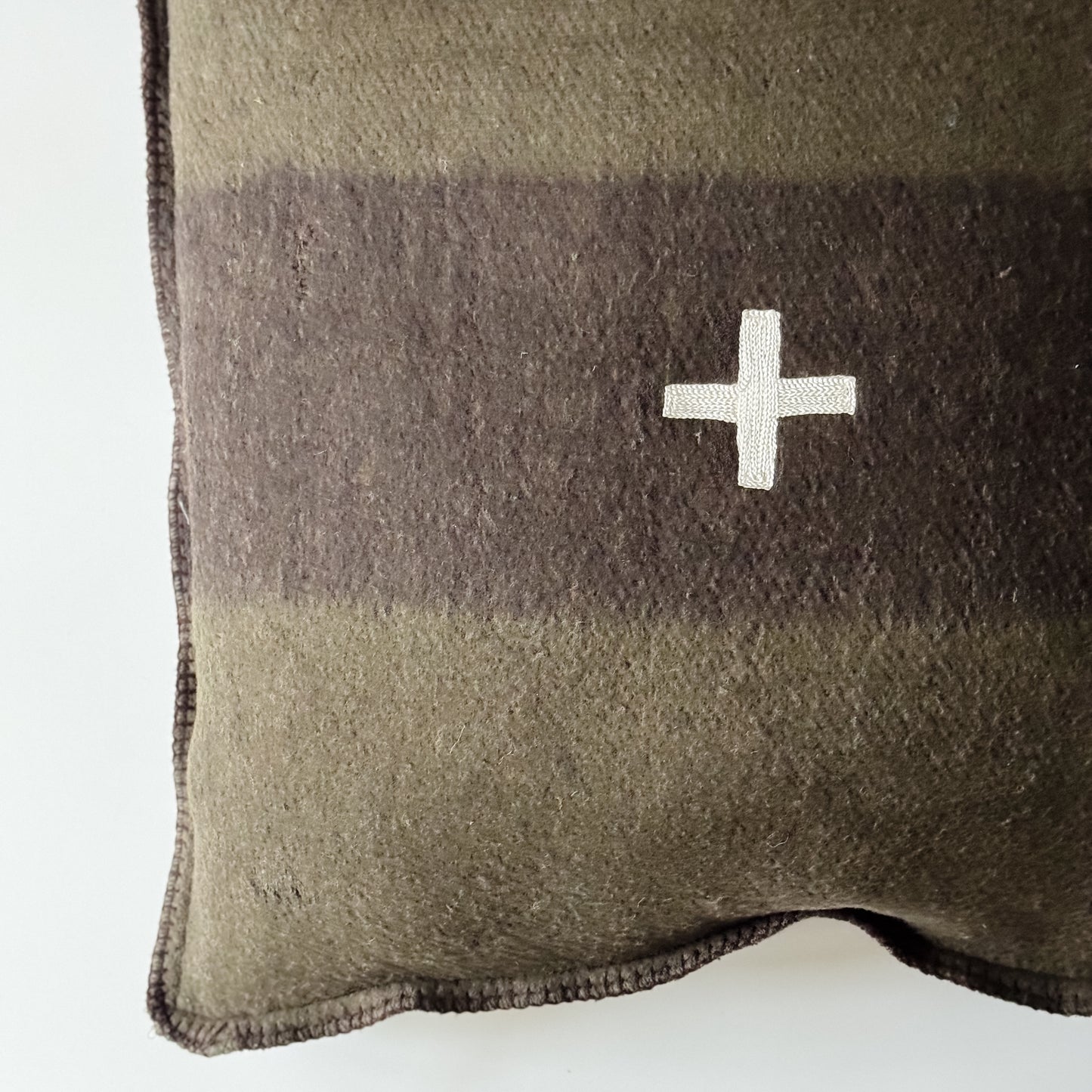 Swiss Cross Wool Blend Pillow | Olive