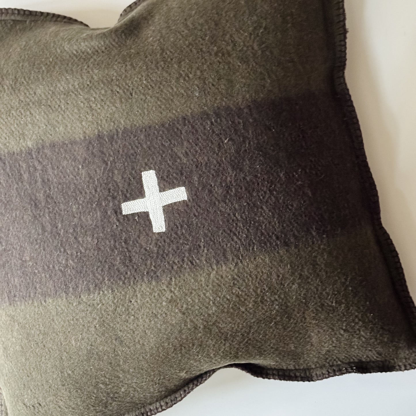 Swiss Cross Wool Blend Pillow | Olive