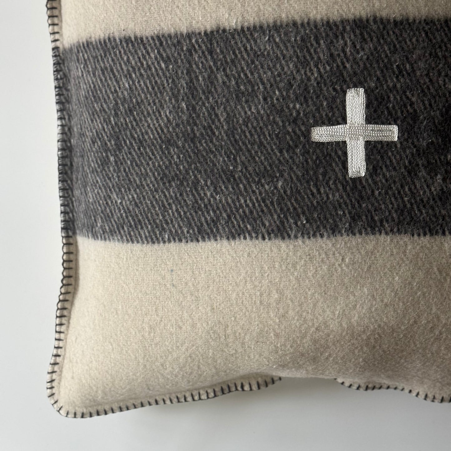 Swiss Cross Wool Blend Pillow | Ivory