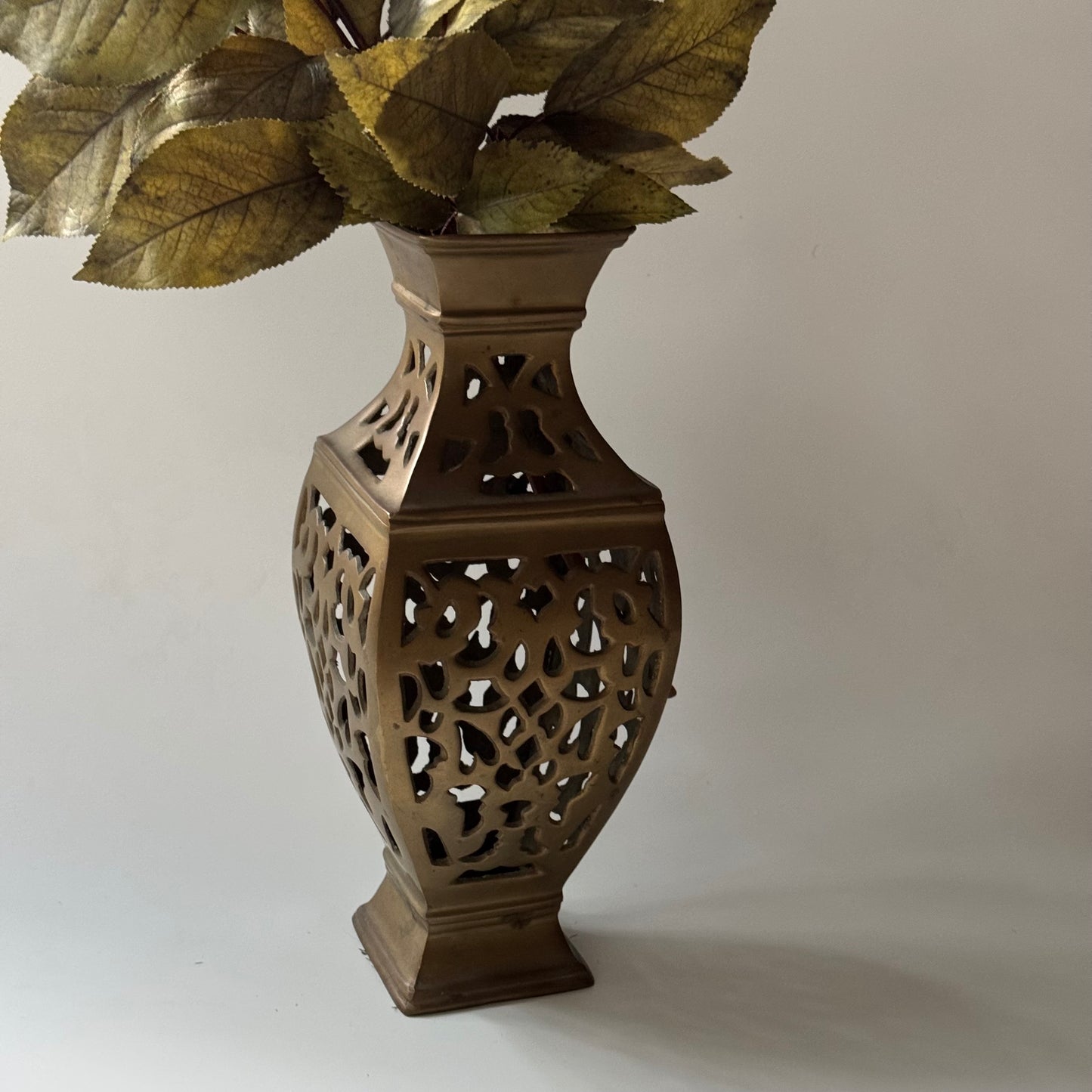 Vintage Brass Filigree Vase