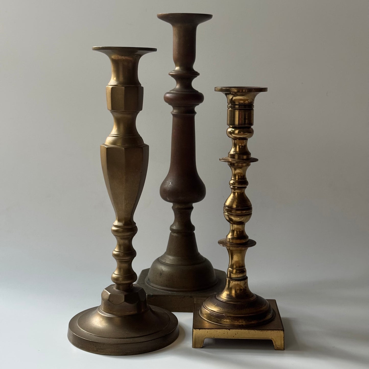Vintage Solid Brass Candlestick Bundle | Set of 3