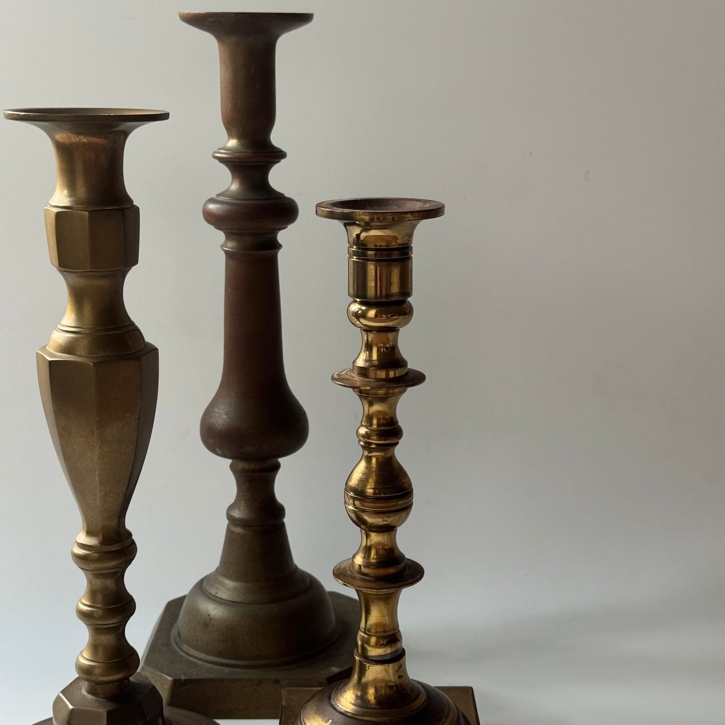 Vintage Solid Brass Candlestick Bundle | Set of 3