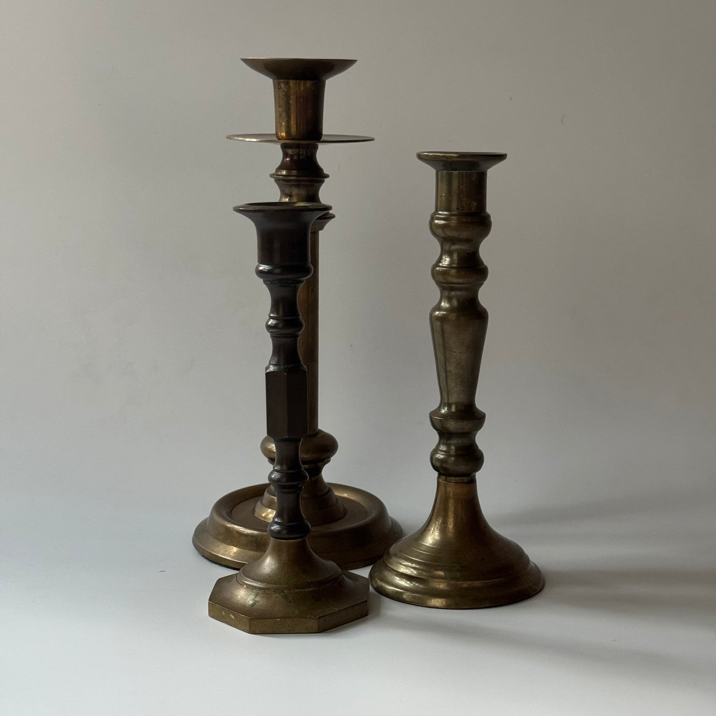 Vintage Solid Brass Candlestick Bundle | Set of 3