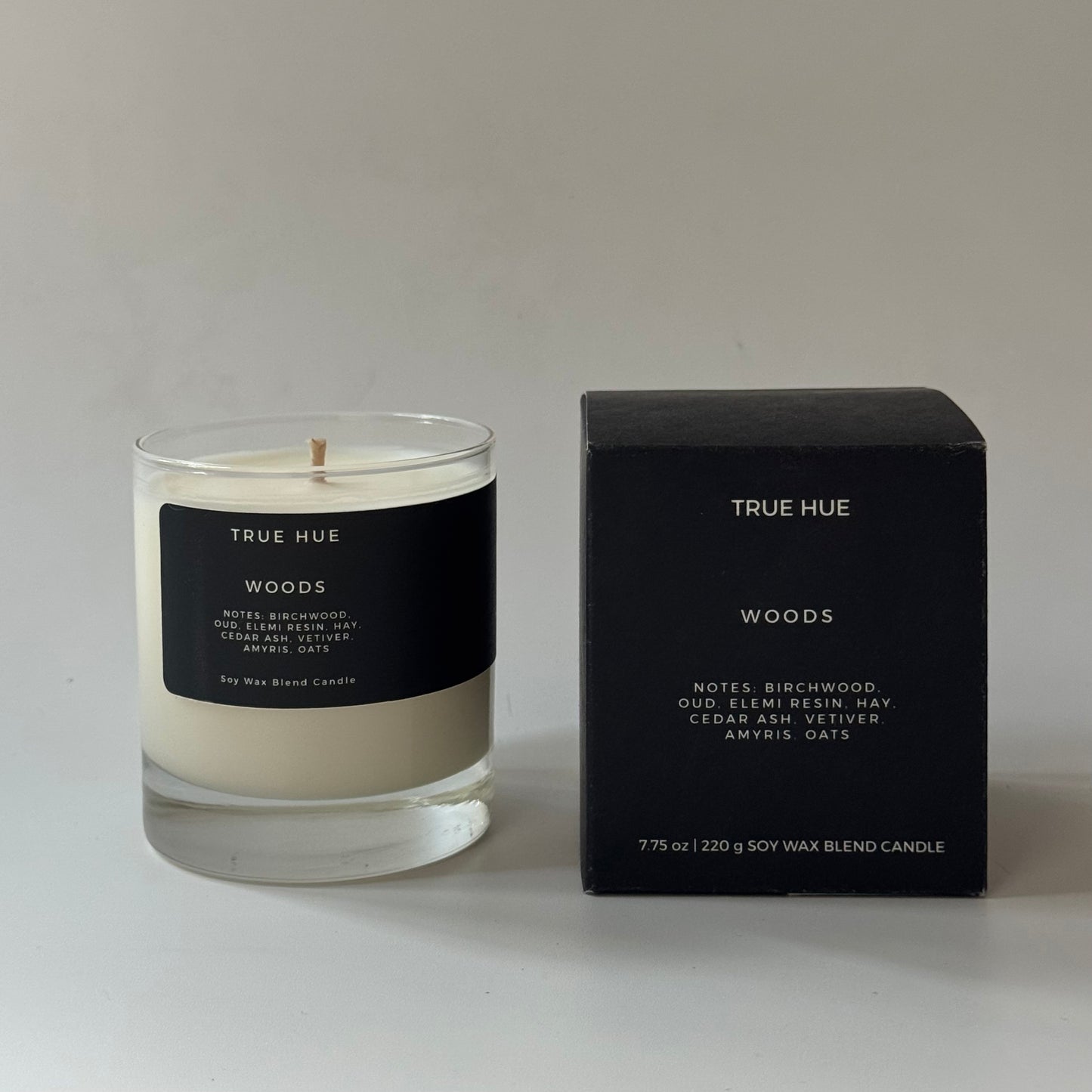 True Hue Soy Wax Candle | Black Label | Woods