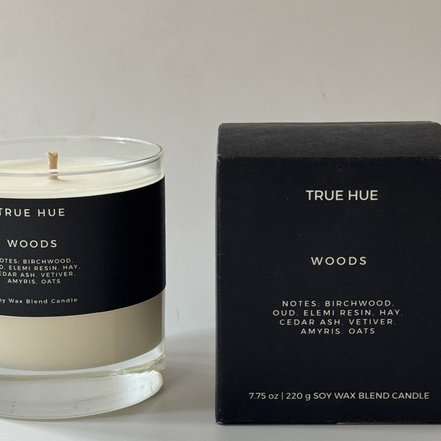 True Hue Soy Wax Candle | Black Label | Woods