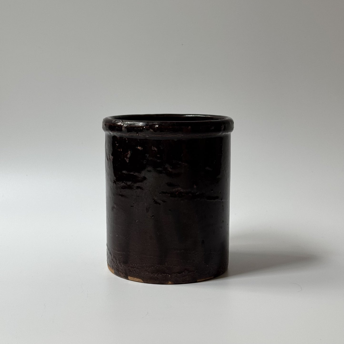 Vintage Brown Enameled Crock