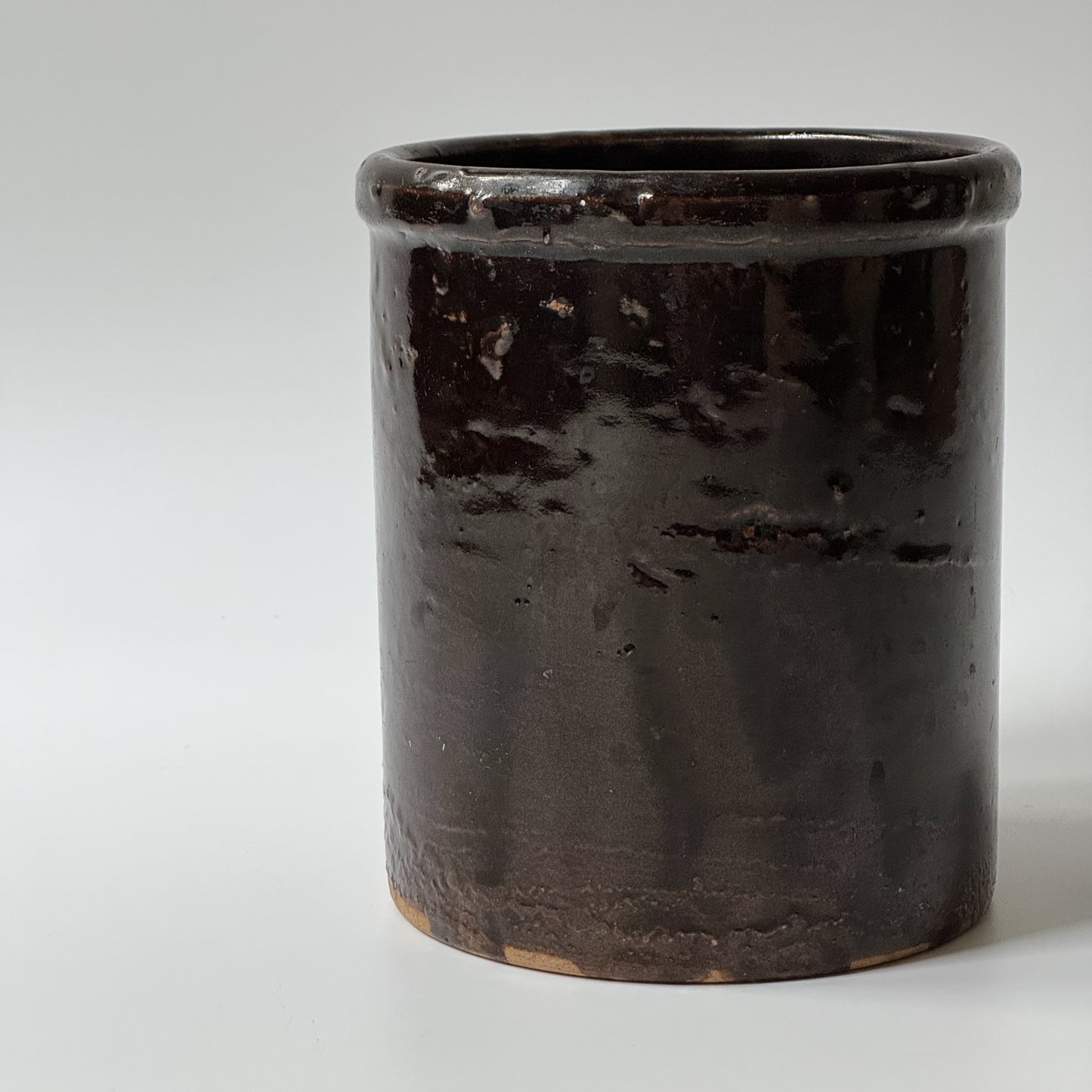 Vintage Brown Enameled Crock