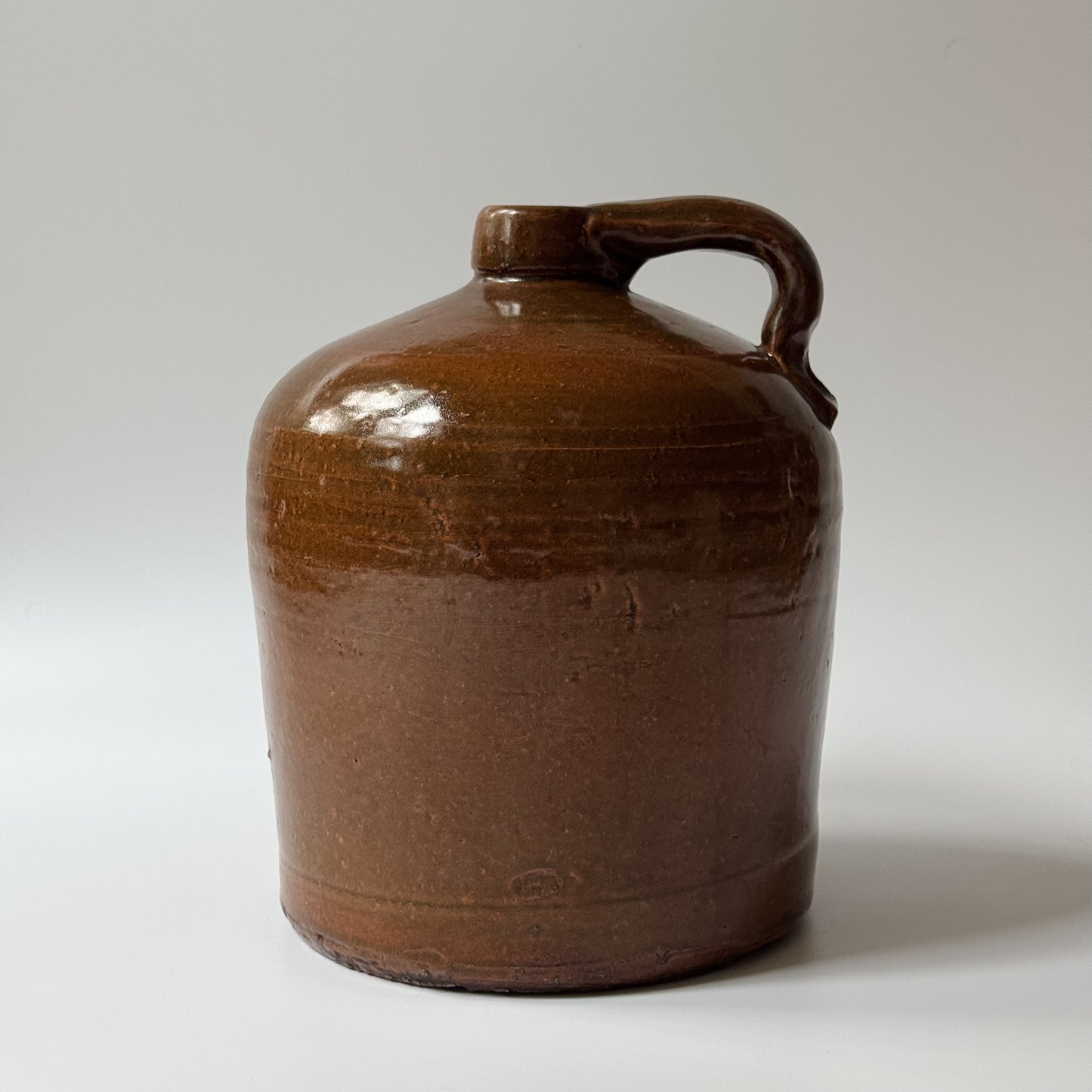 Vintage Brown Enameled Stoneware Jug & Vase