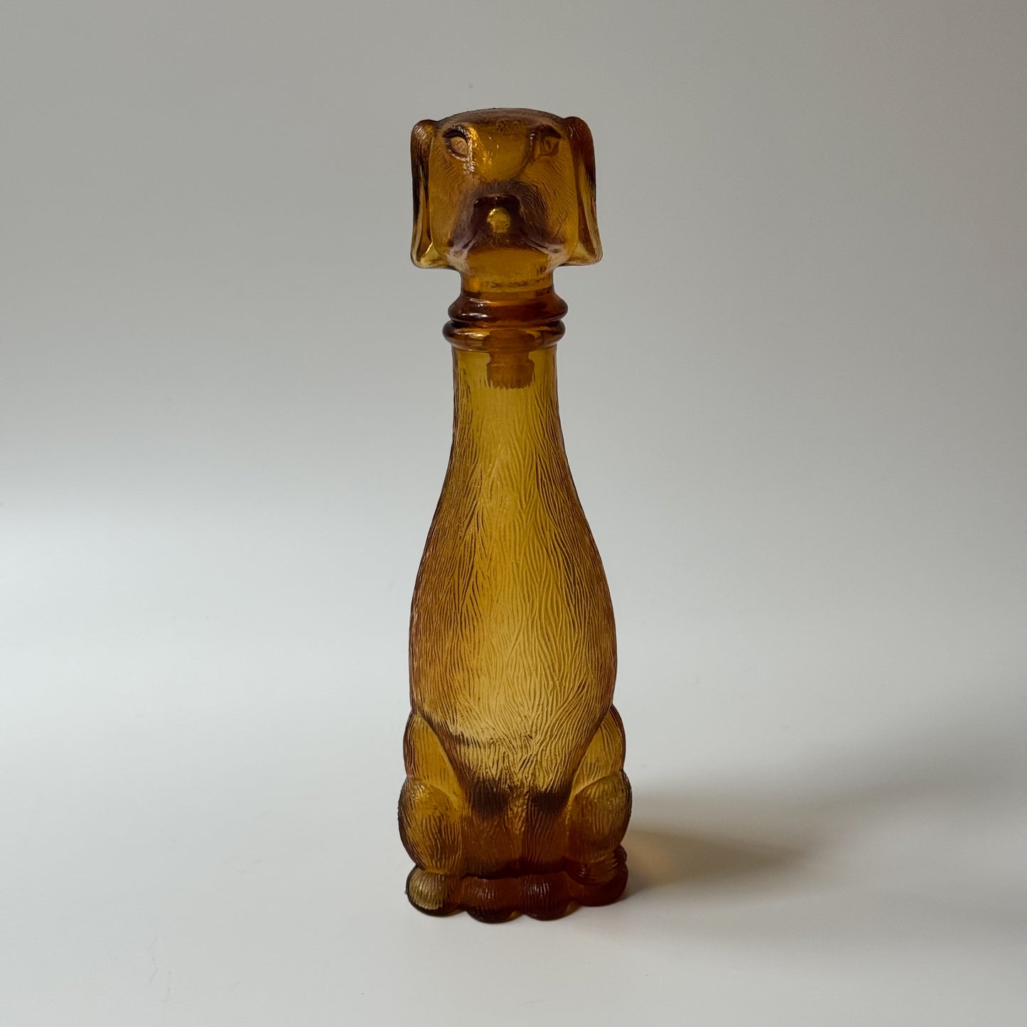 Vintage Empoli Amber Glass Dog Decanter | Made in Italy