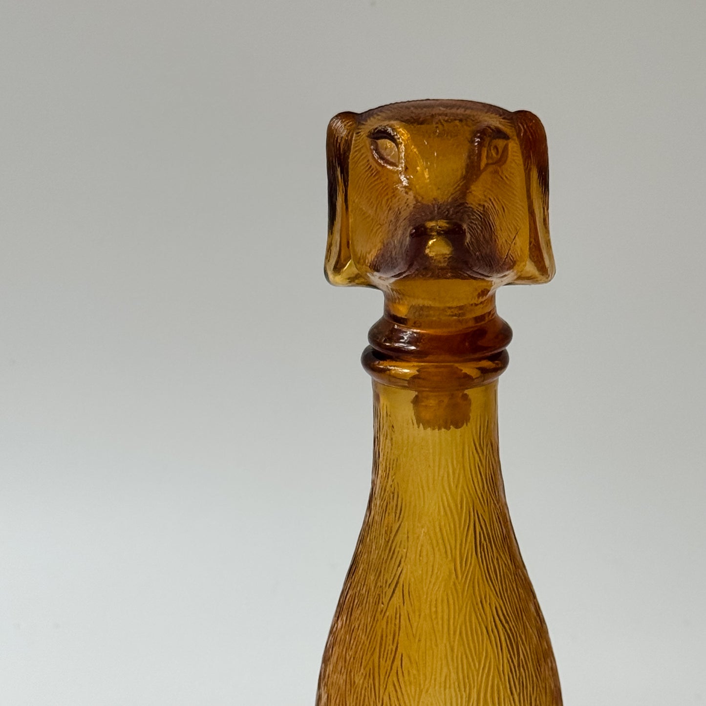 Vintage Empoli Amber Glass Dog Decanter | Made in Italy