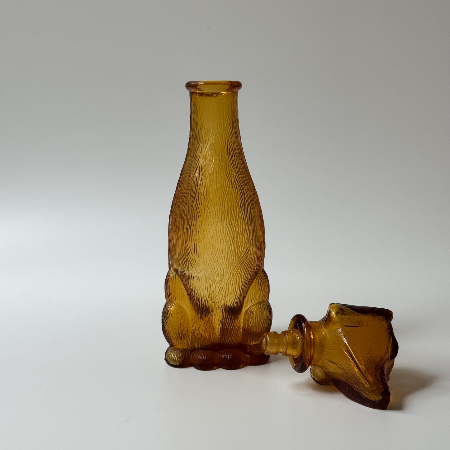 Vintage Empoli Amber Glass Dog Decanter | Made in Italy