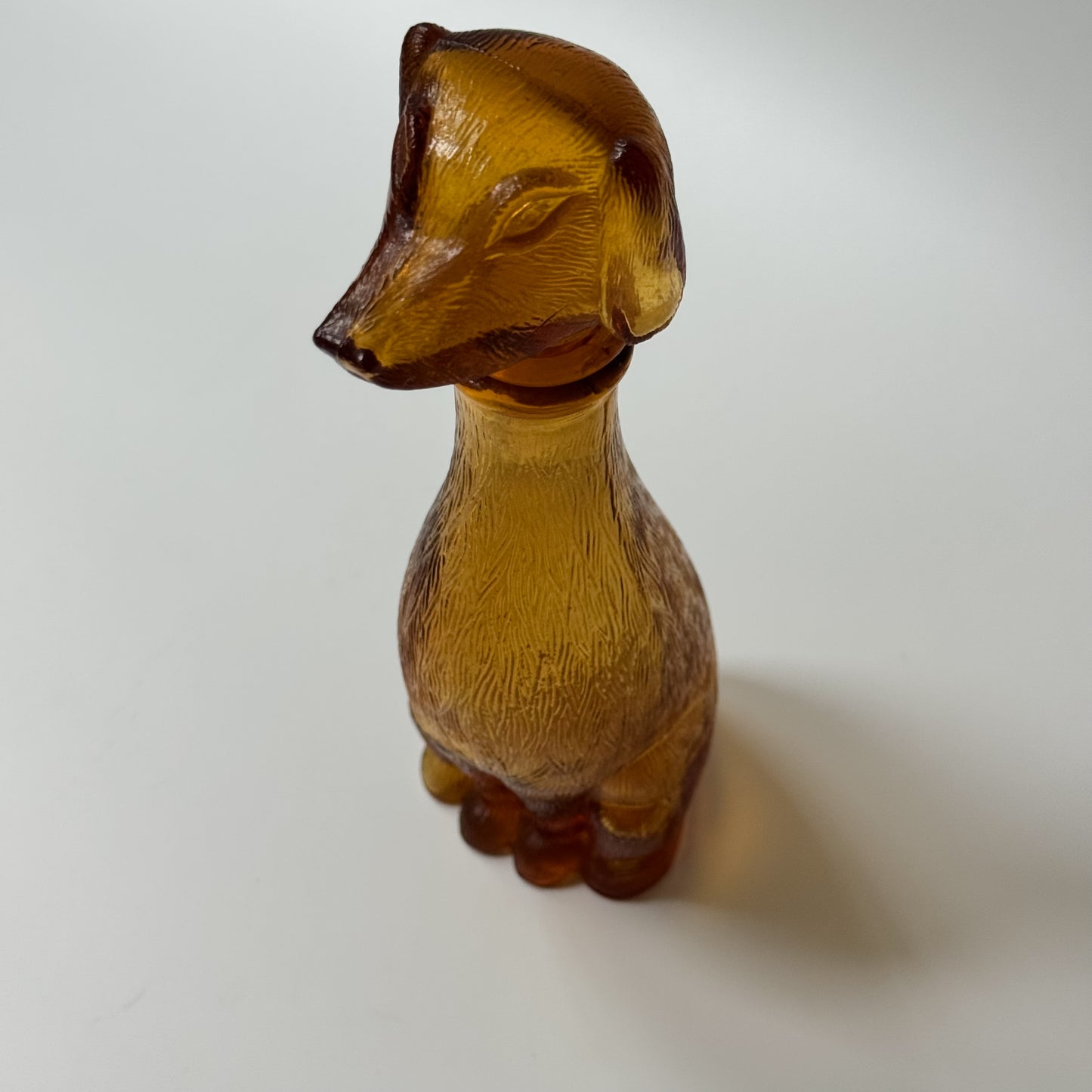 Vintage Empoli Amber Glass Dog Decanter | Made in Italy