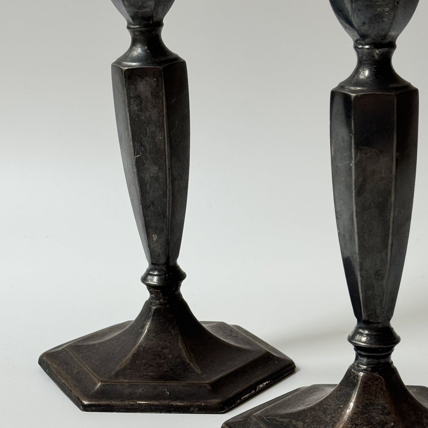 Vintage Patinaed Silver-Plated Candlesticks | Set of 2