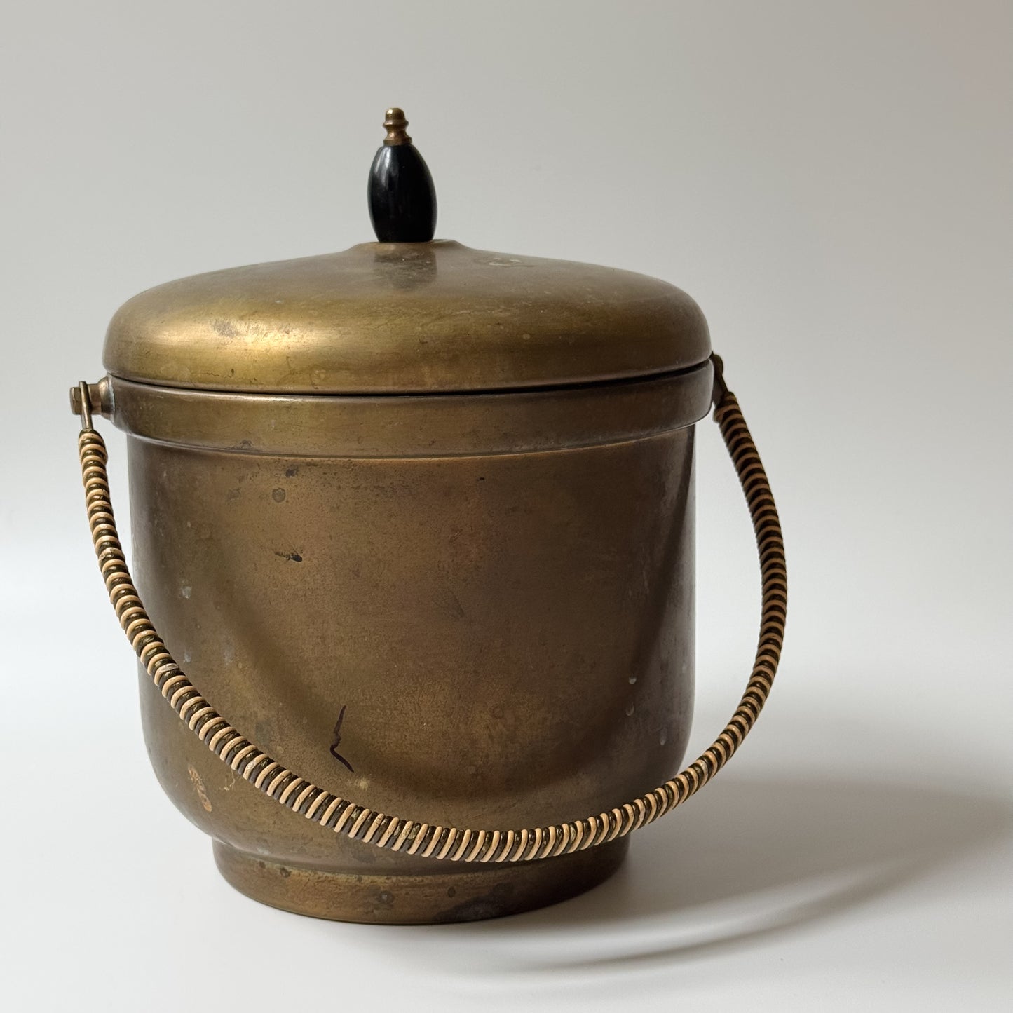 Vintage Brass & Glass Ice Bucket