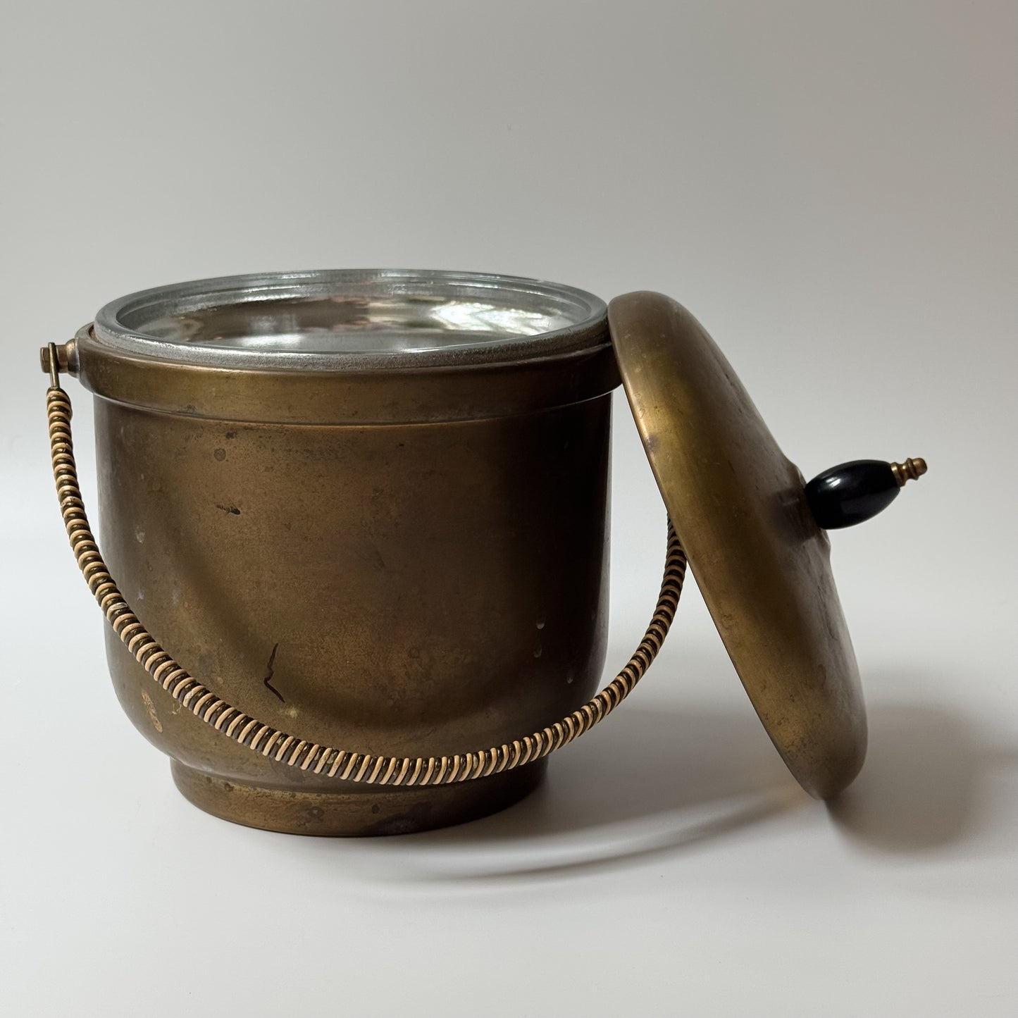Vintage Brass & Glass Ice Bucket