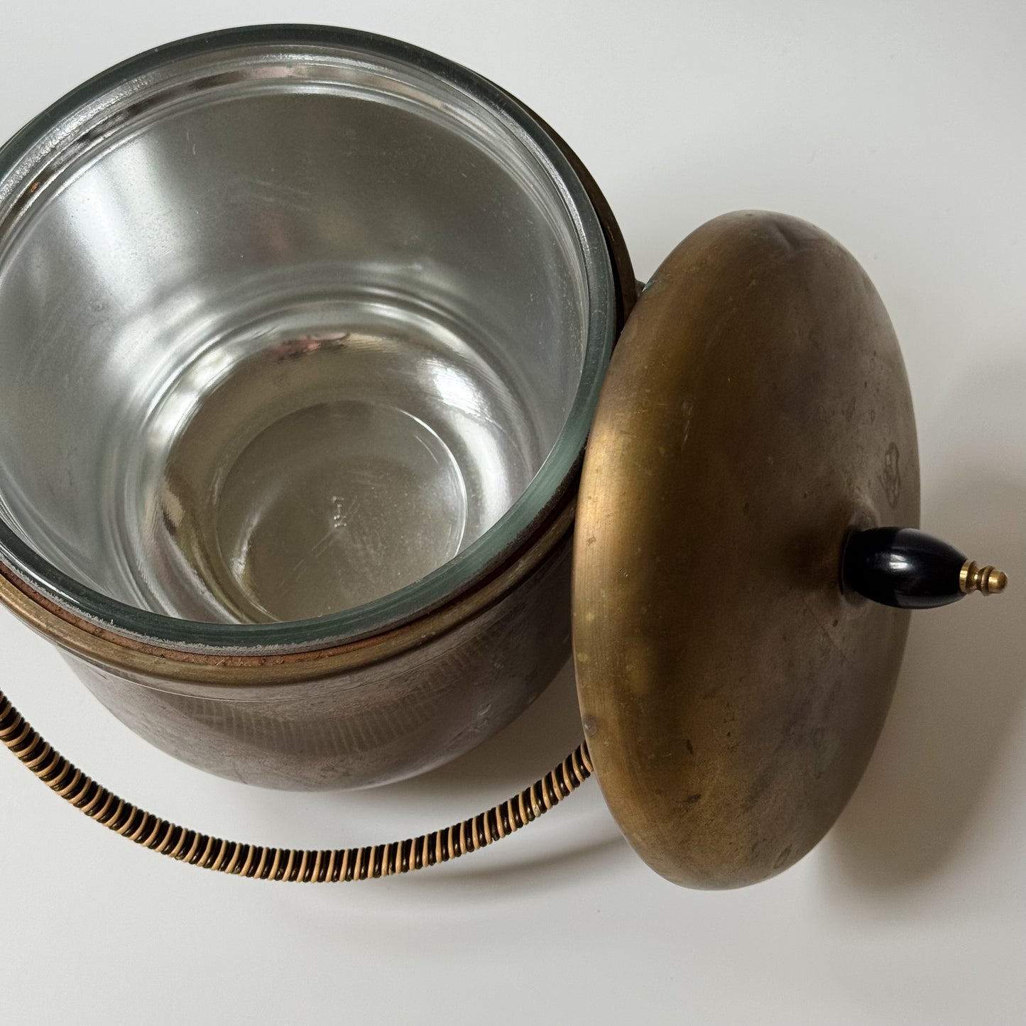 Vintage Brass & Glass Ice Bucket
