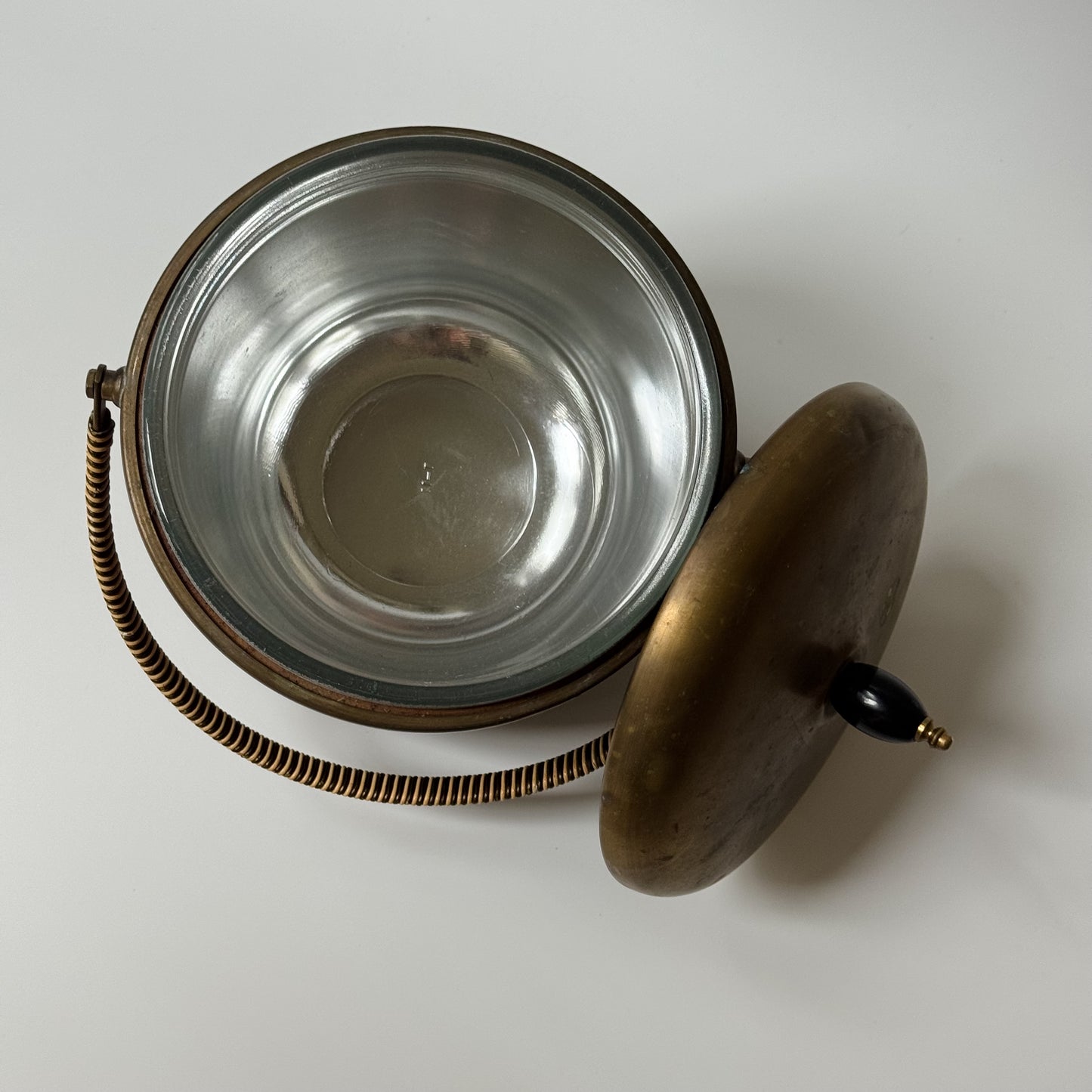 Vintage Brass & Glass Ice Bucket