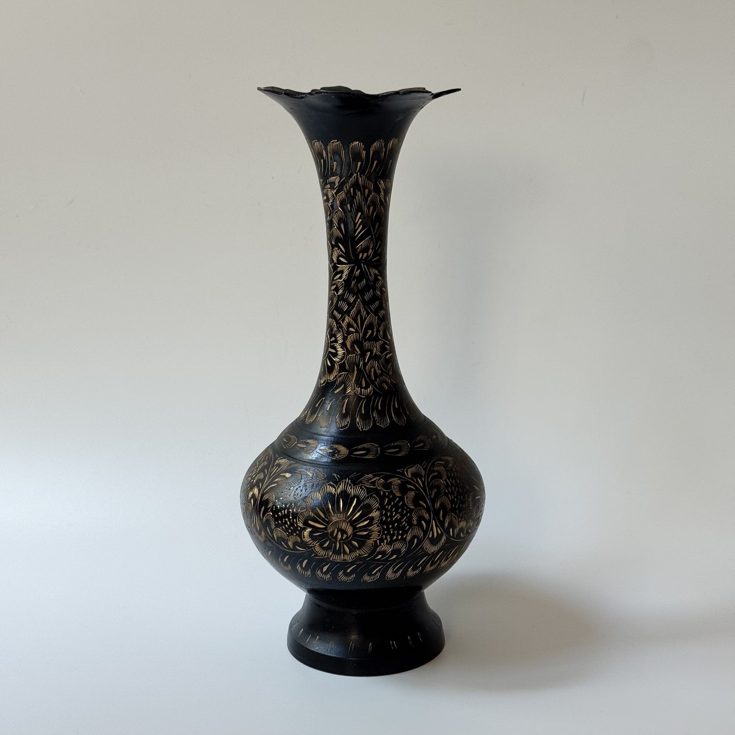 Vintage Etched Black & Gold Vase | Md