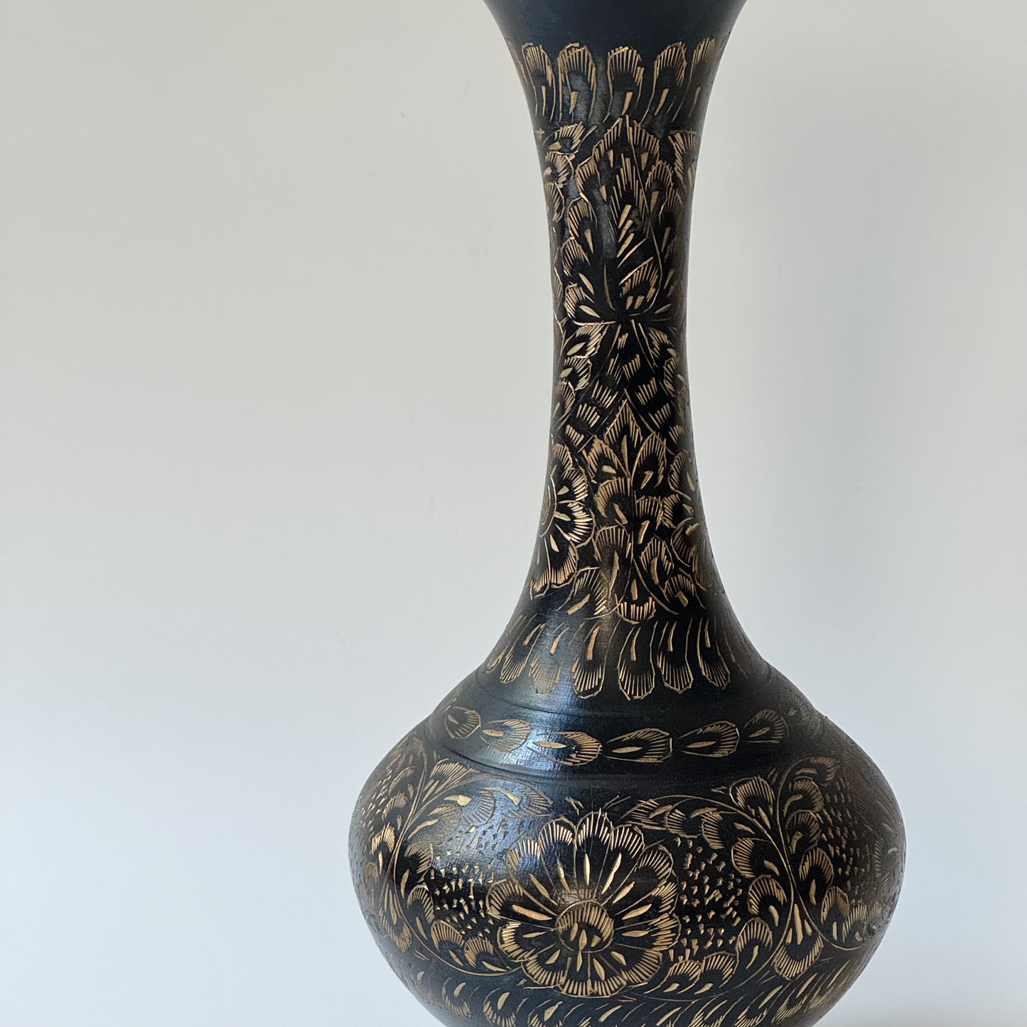 Vintage Etched Black & Gold Vase | Md