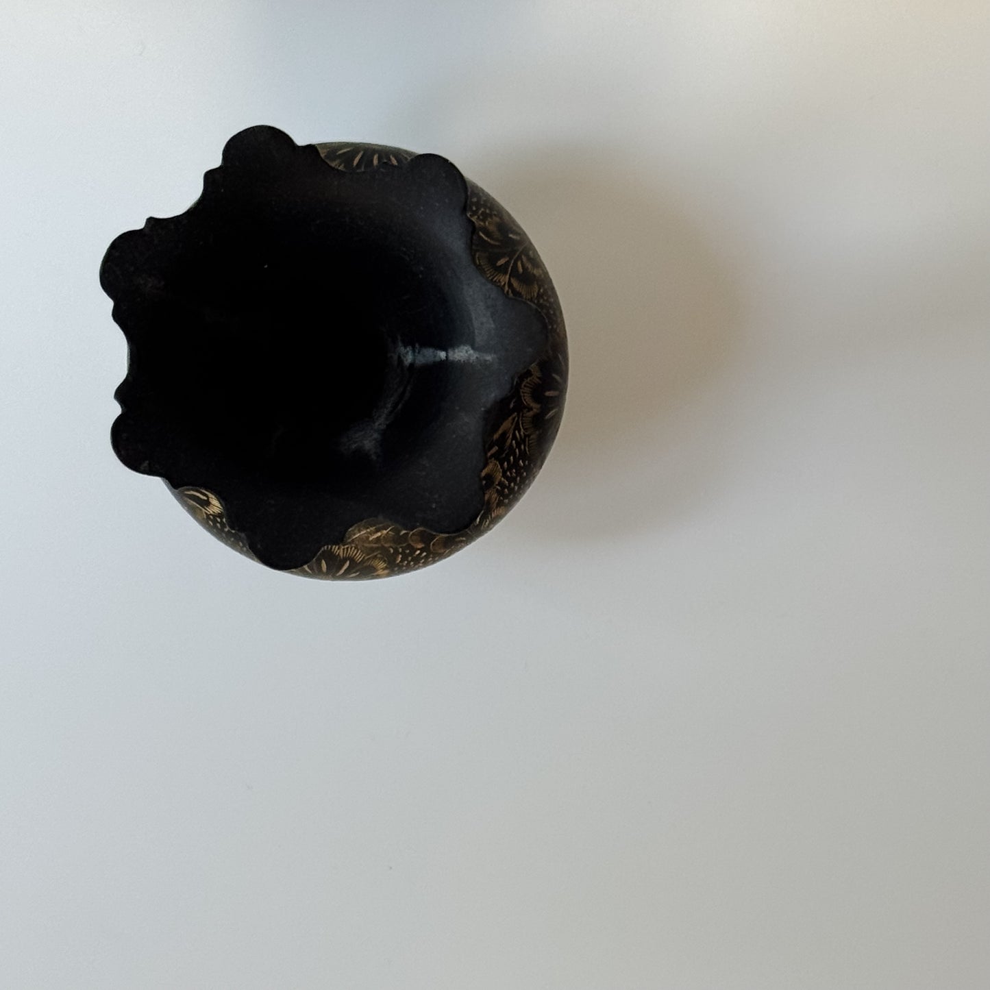 Vintage Etched Black & Gold Vase | Md