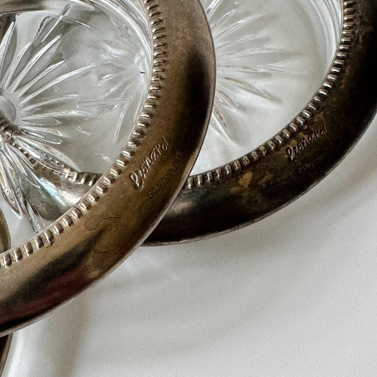 Vintage Silver & Etched Glass Coasters | Set of 4