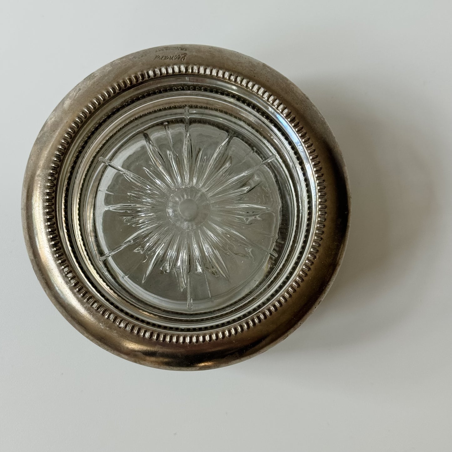 Vintage Silver & Etched Glass Coasters | Set of 4