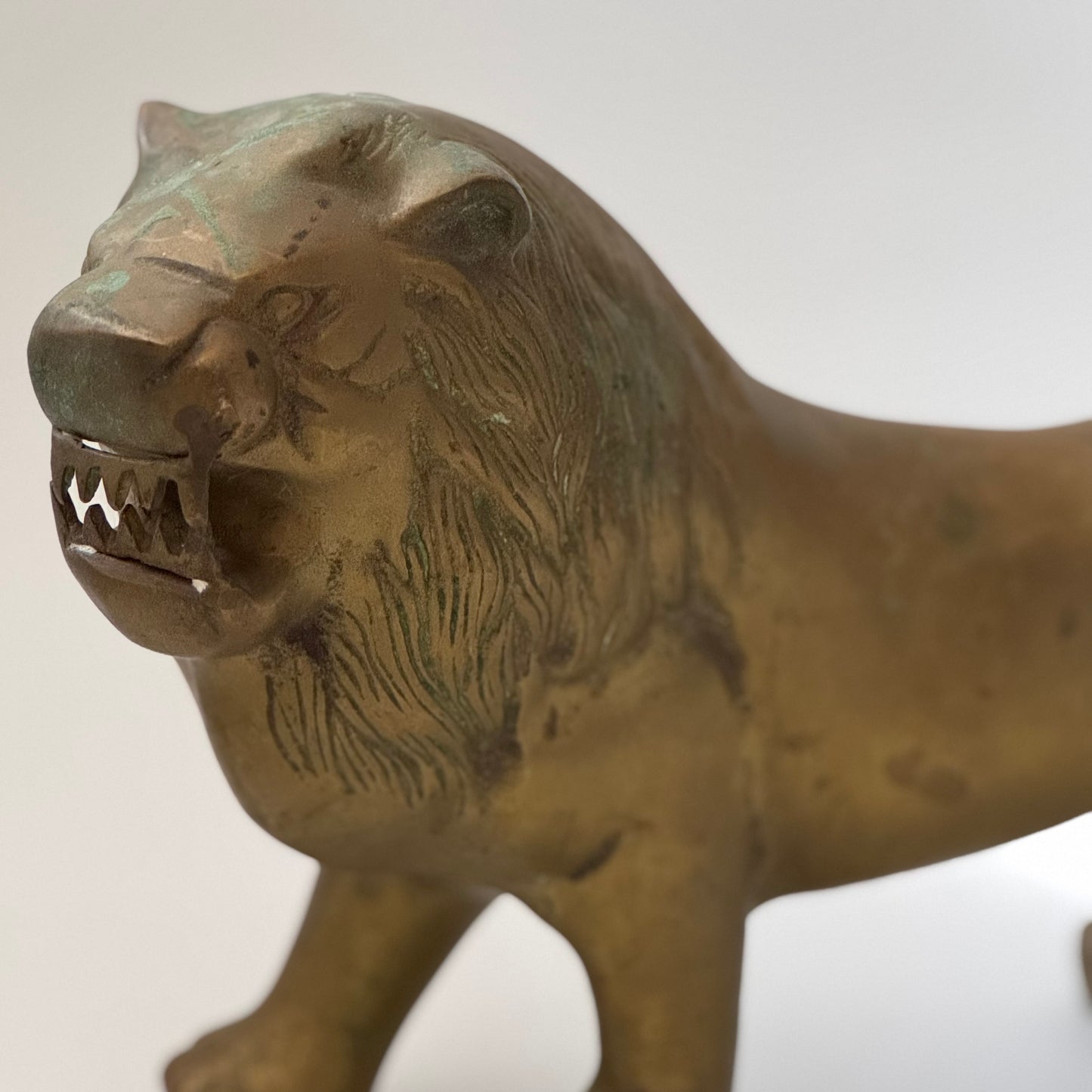 Vintage Large Brass Standing Lion