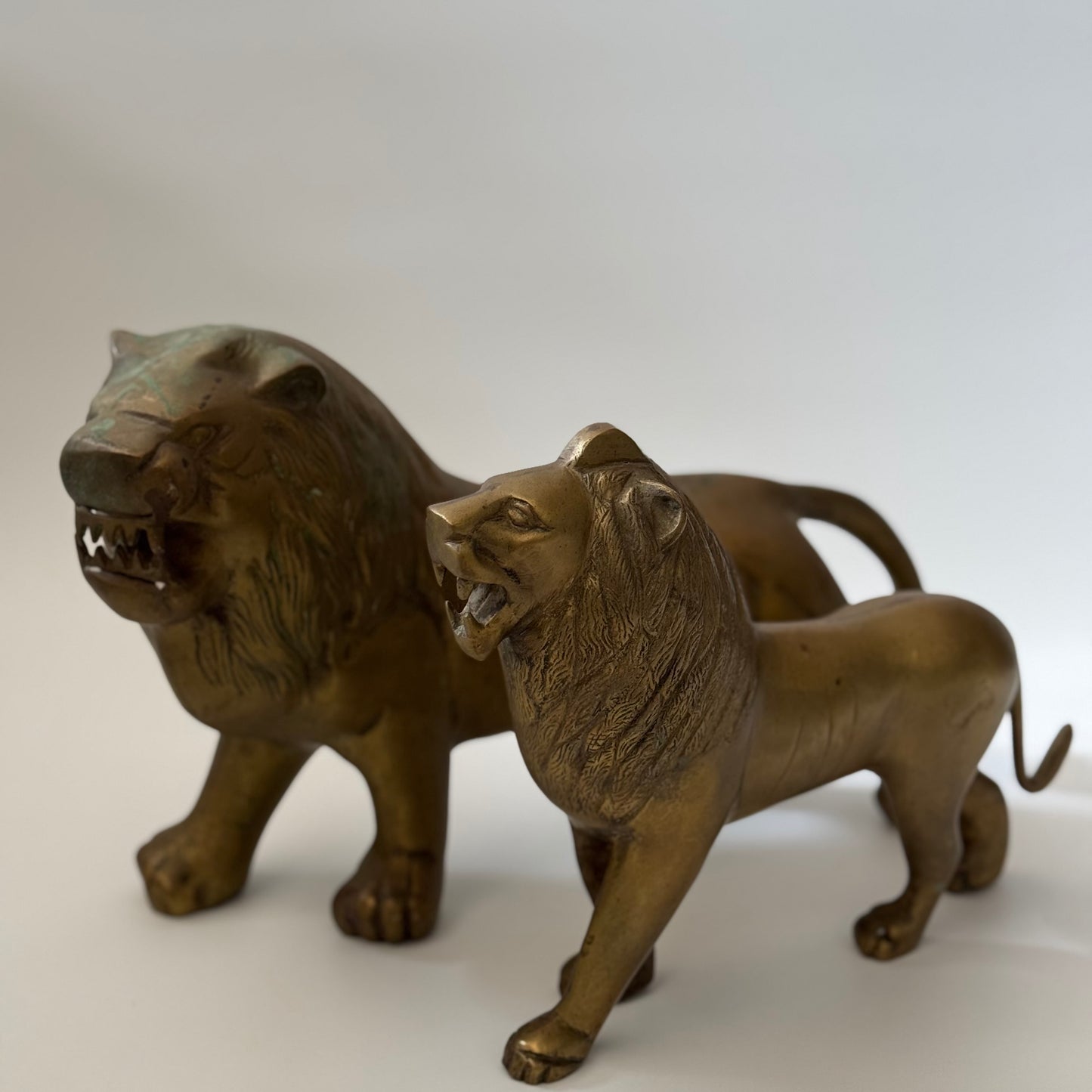 Vintage Large Brass Standing Lion